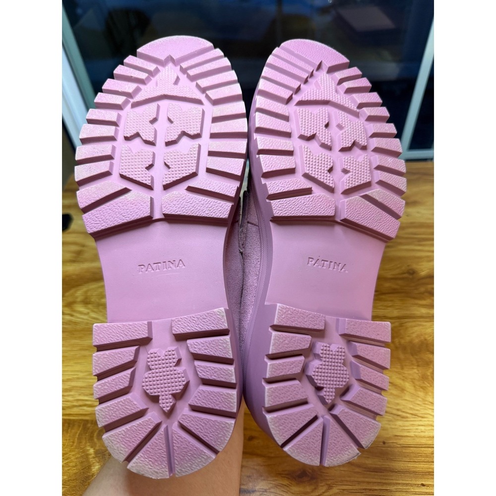 Patina Pink Zoe Suede Chunky Platform Penny Loafers Lug Sole Handmade 8.5 - Picture 4 of 8